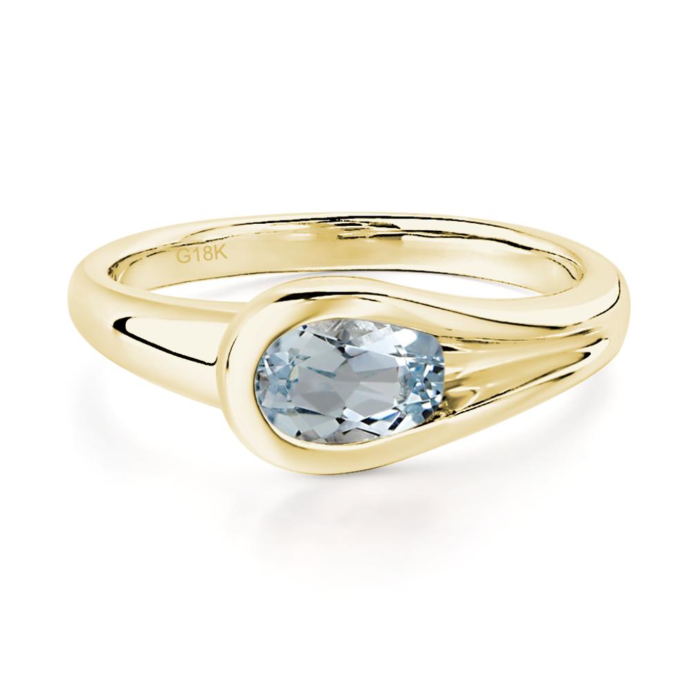 Aquamarine Minimalist Engagement Ring - LUO Jewelry #metal_18k yellow gold