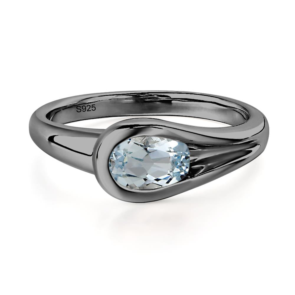 Aquamarine Minimalist Engagement Ring - LUO Jewelry #metal_black finish sterling silver