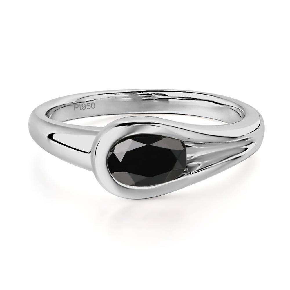 Black Spinel East West Oval Engagement Ring - LUO Jewelry #metal_platinum