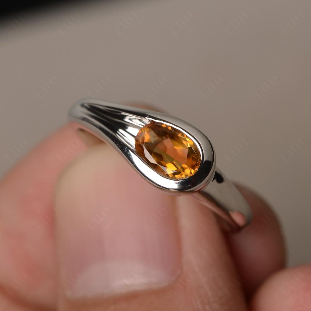 Citrine Simple Oval Engagement Ring - LUO Jewelry 