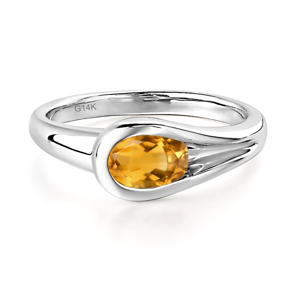 Citrine Simple Oval Engagement Ring - LUO Jewelry #metal_14k white gold