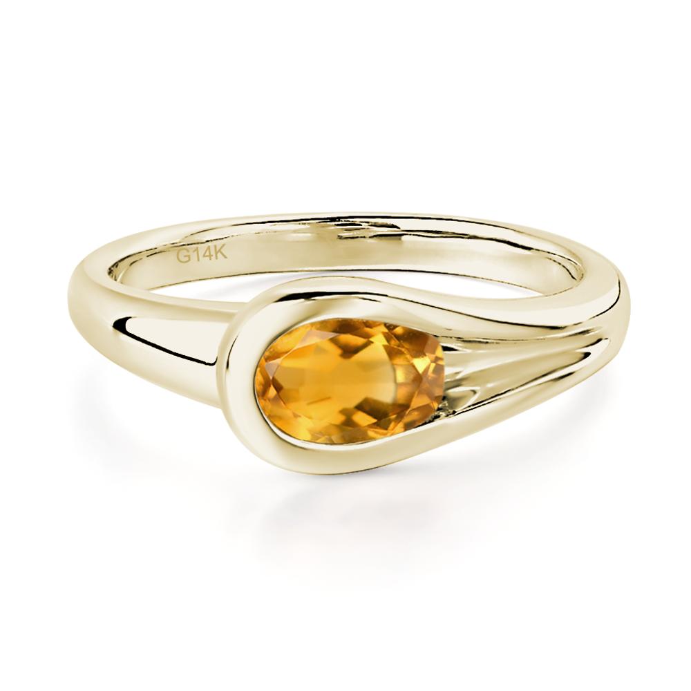 Citrine Simple Oval Engagement Ring - LUO Jewelry #metal_14k yellow gold