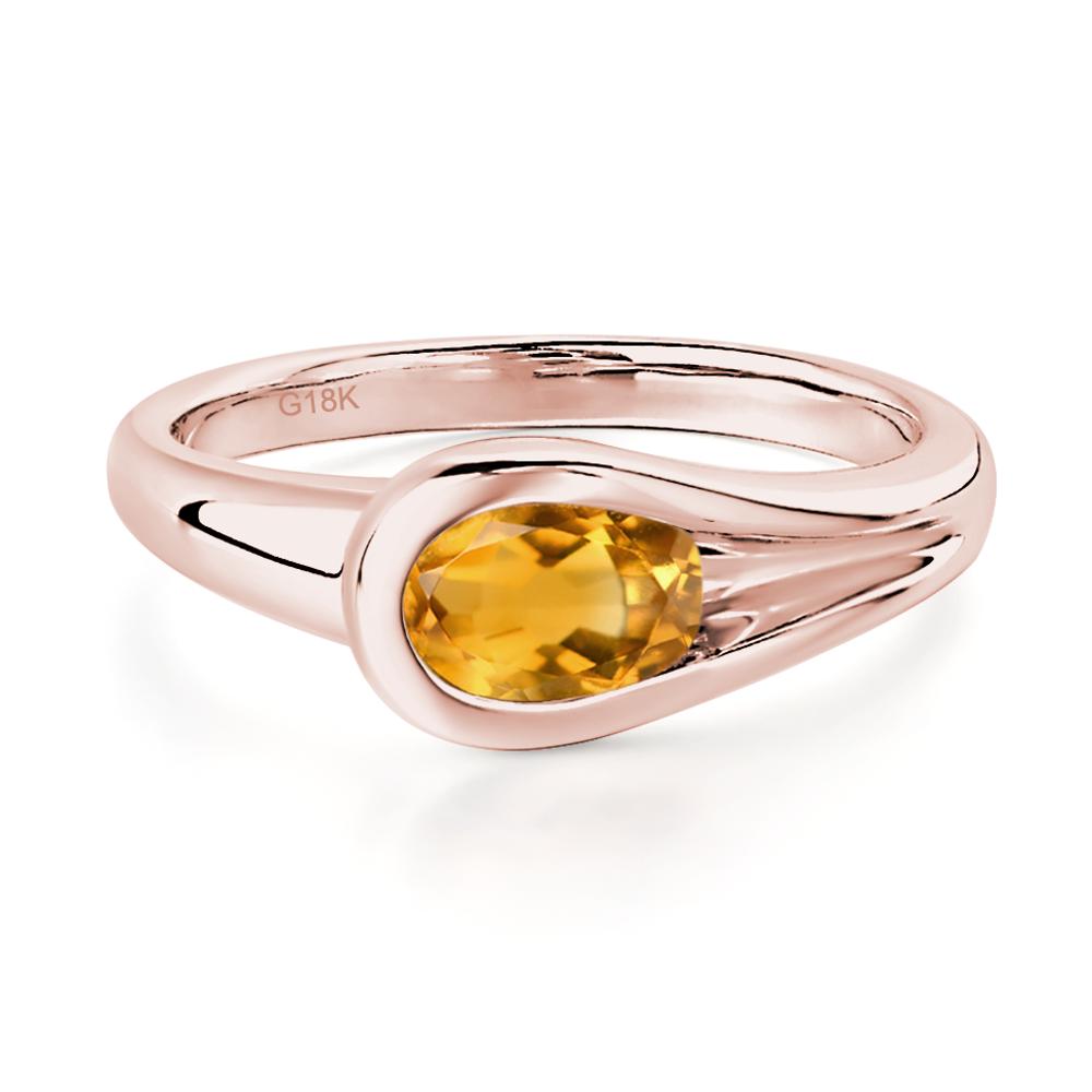 Citrine Simple Oval Engagement Ring - LUO Jewelry #metal_18k rose gold