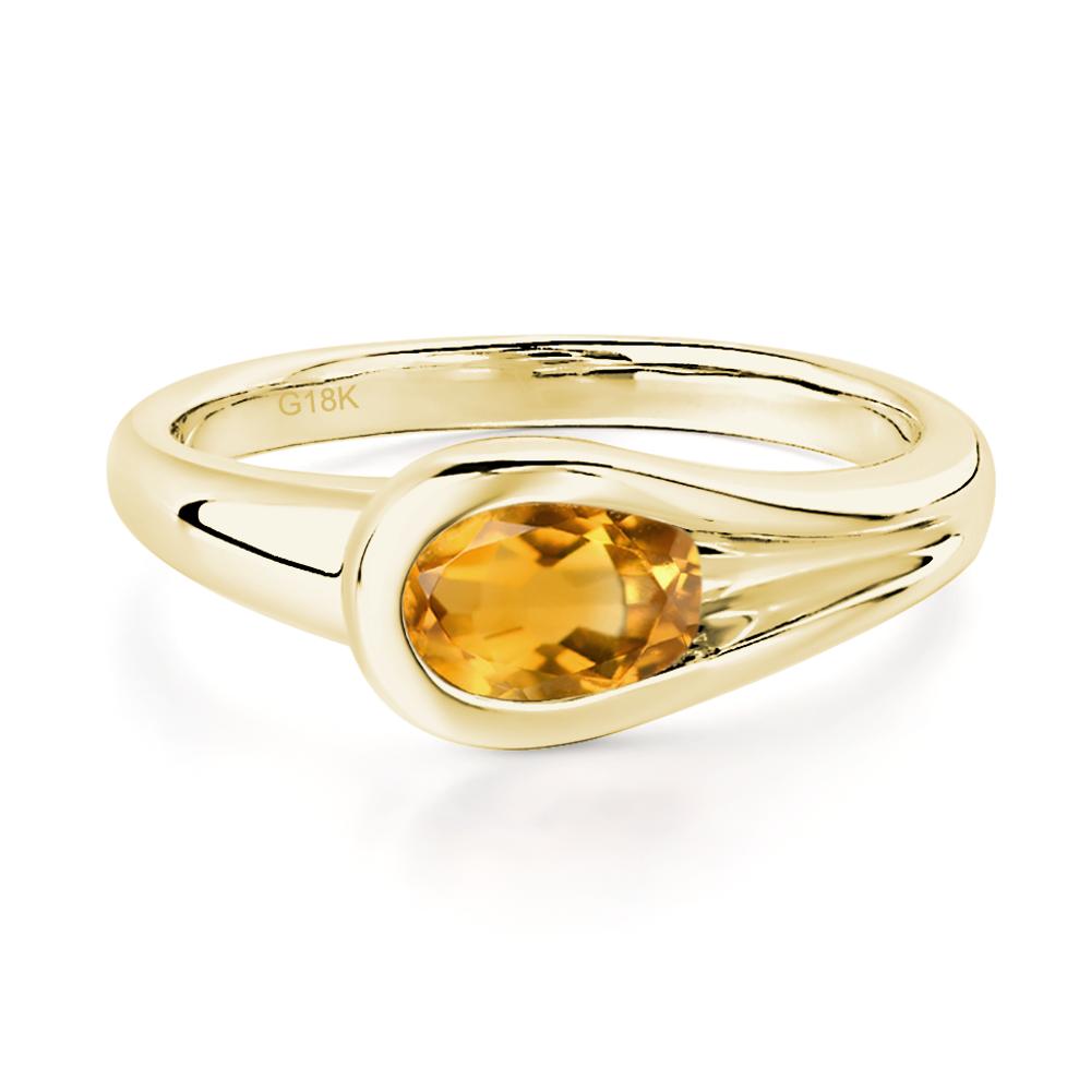 Citrine Simple Oval Engagement Ring - LUO Jewelry #metal_18k yellow gold