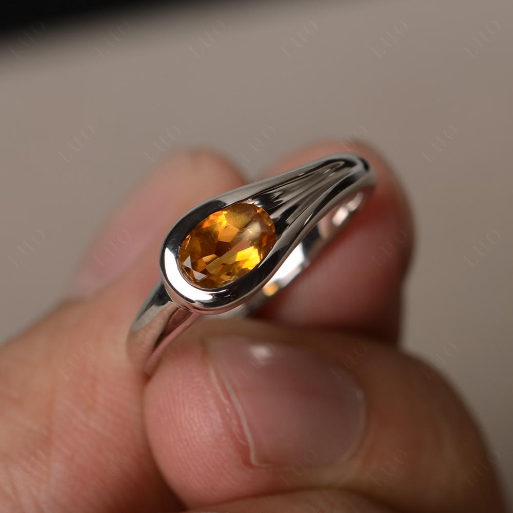 Citrine Simple Oval Engagement Ring - LUO Jewelry 