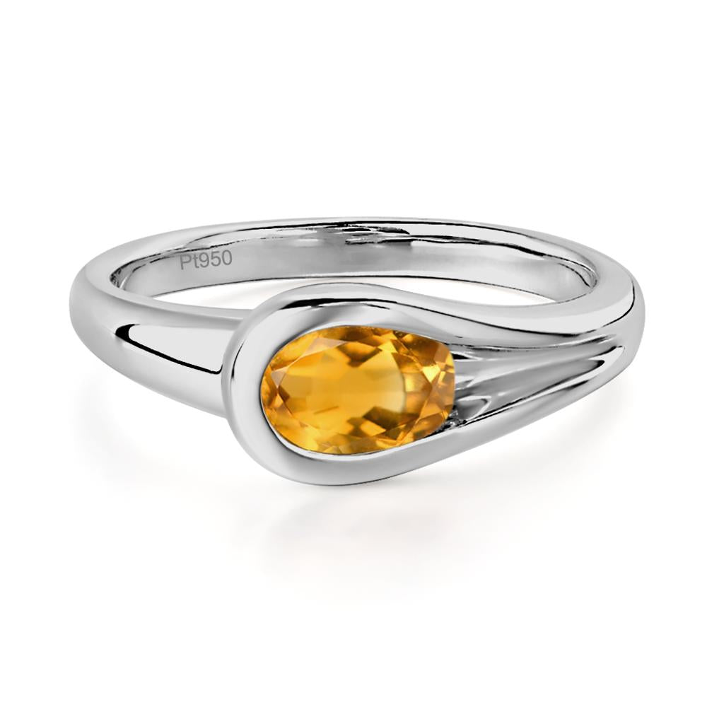 Citrine Simple Oval Engagement Ring - LUO Jewelry #metal_platinum