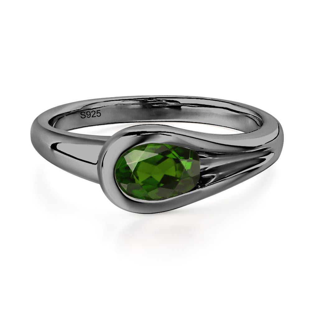 Diopside Minimalist Engagement Ring - LUO Jewelry #metal_black finish sterling silver