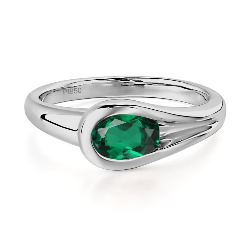 Emerald East West Oval Engagement Ring - LUO Jewelry #metal_platinum