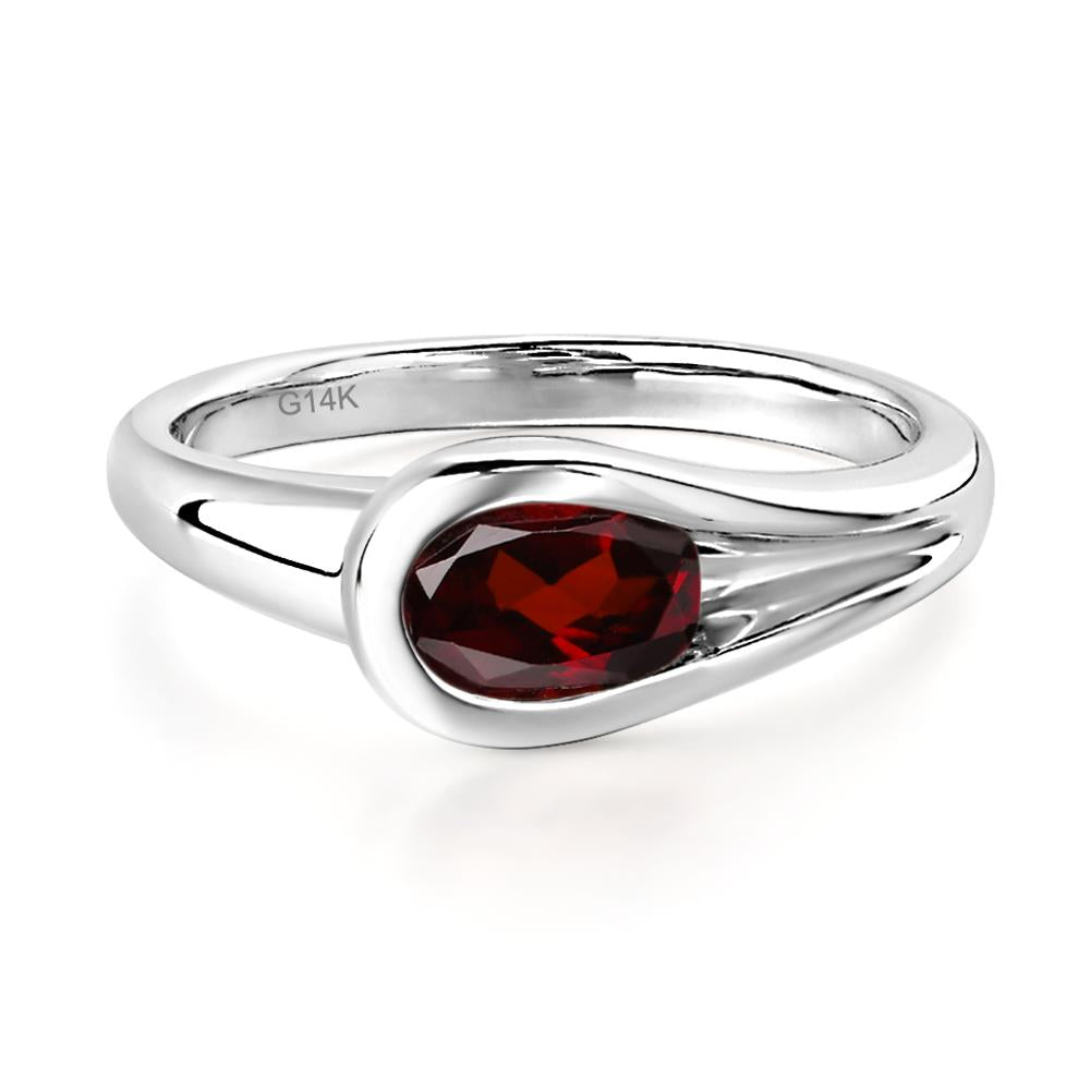 Garnet Streamline Ring - LUO Jewelry #metal_14k white gold