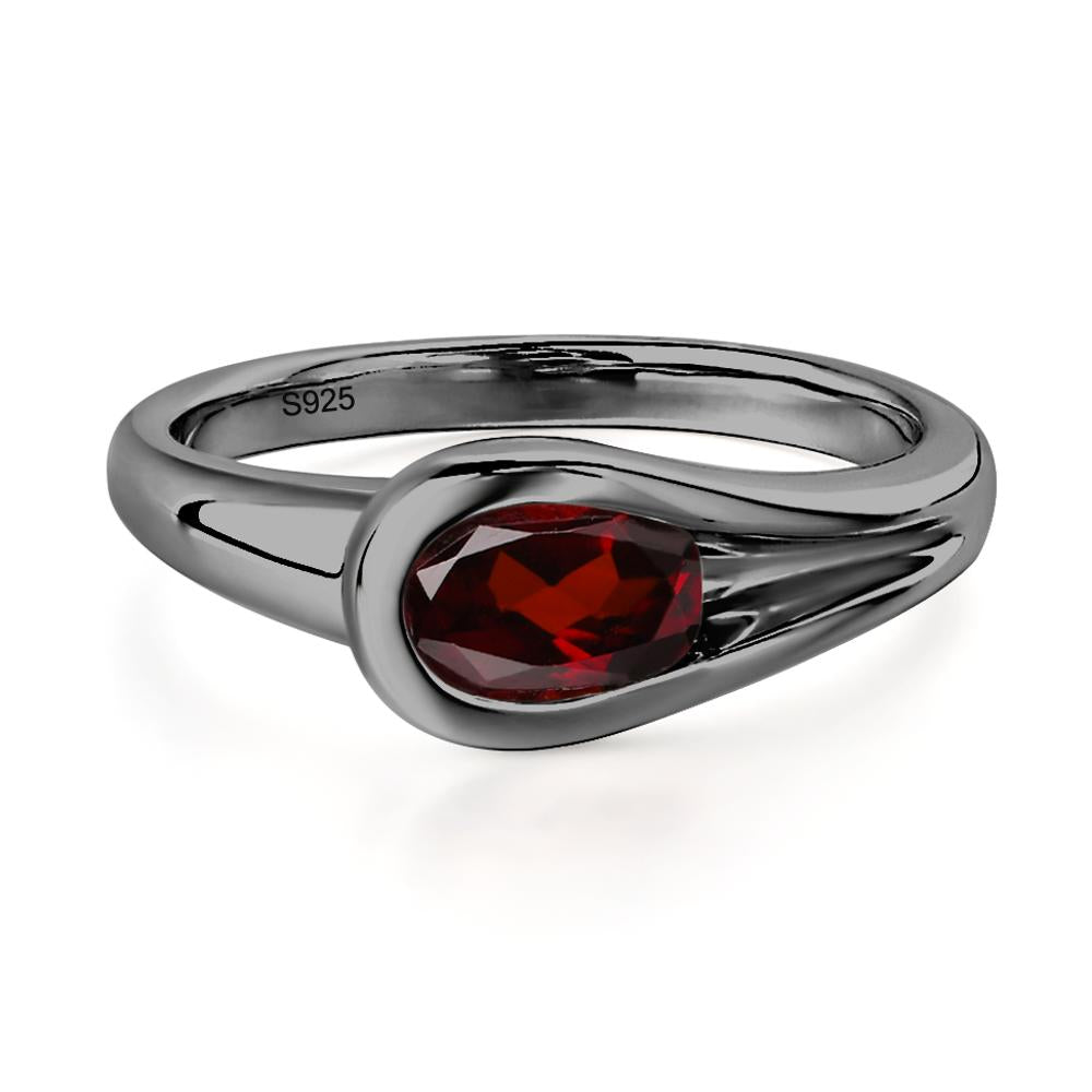 Garnet Streamline Ring - LUO Jewelry #metal_black finish sterling silver