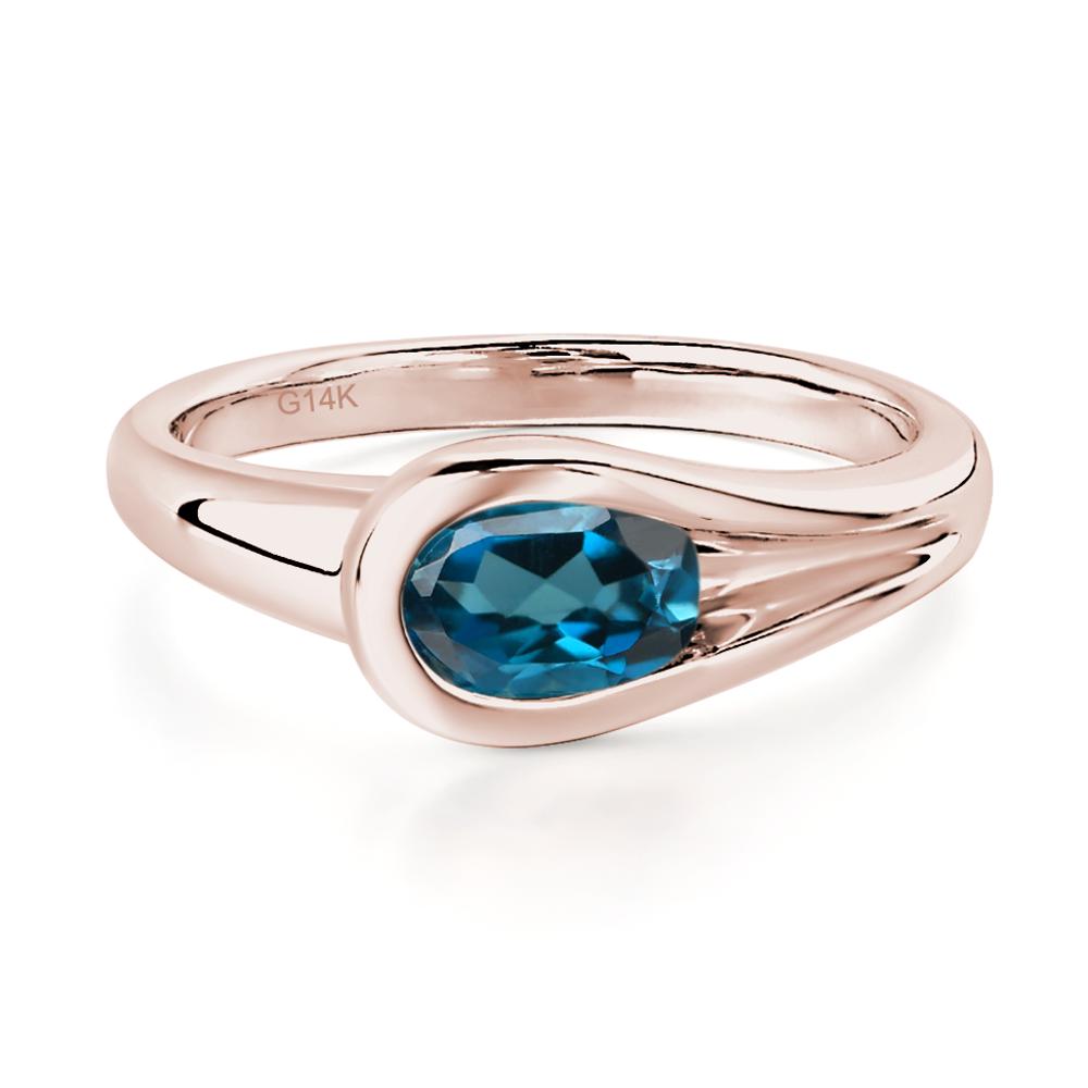 London Blue Topaz Minimalist Engagement Ring - LUO Jewelry #metal_14k rose gold