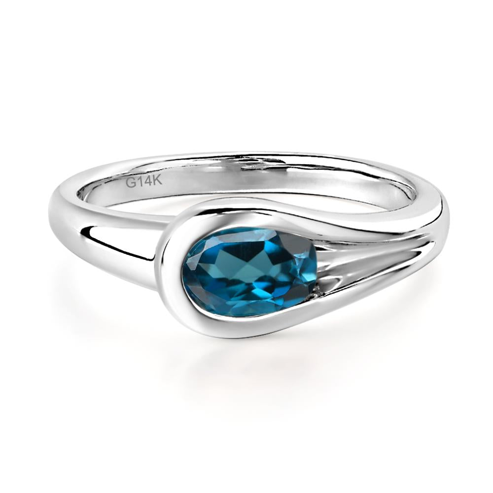 London Blue Topaz Minimalist Engagement Ring - LUO Jewelry #metal_14k white gold