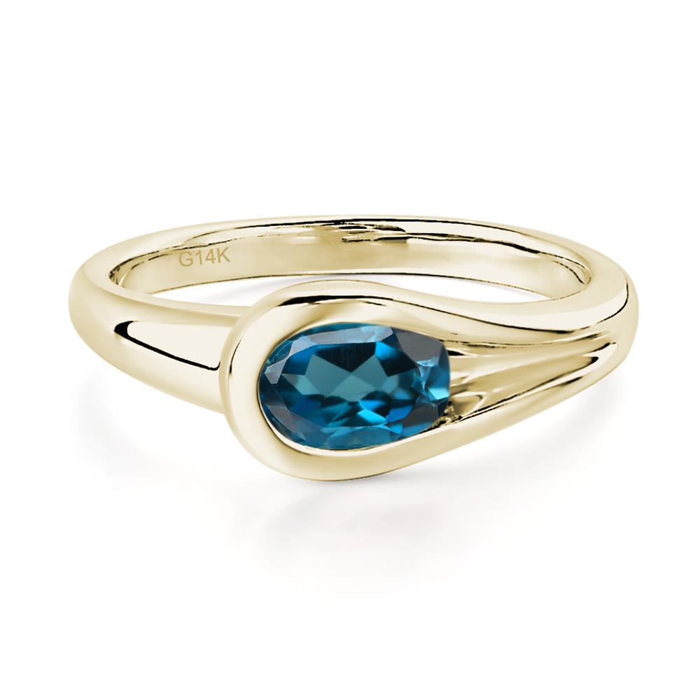 London Blue Topaz Minimalist Engagement Ring - LUO Jewelry #metal_14k yellow gold