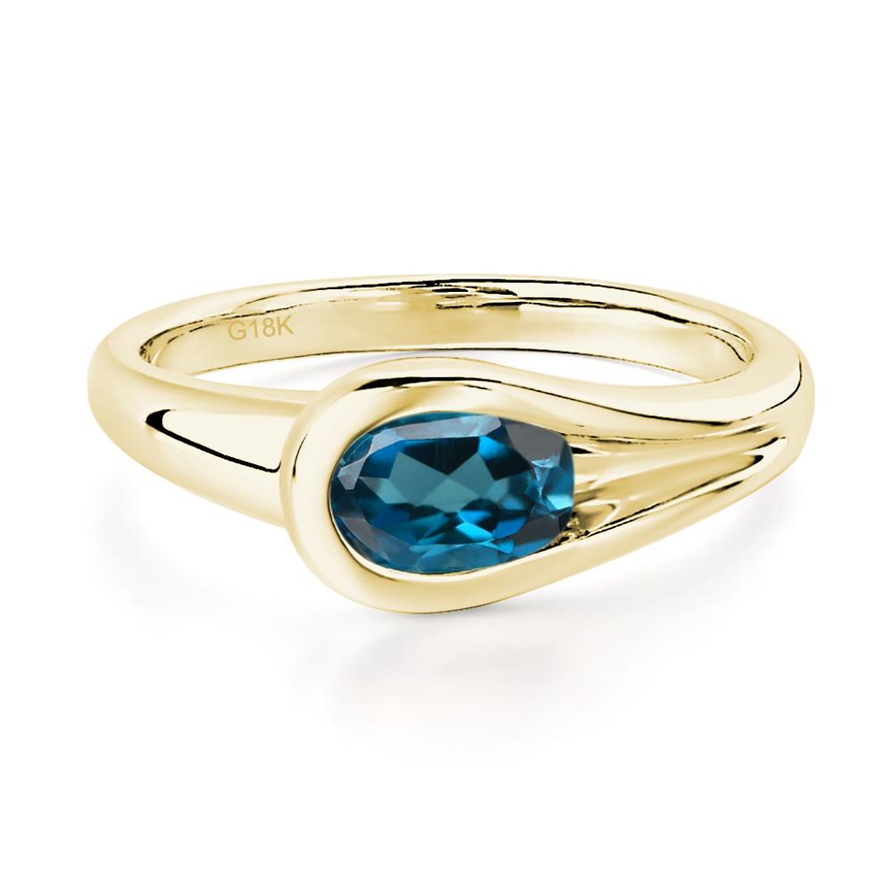 London Blue Topaz Minimalist Engagement Ring - LUO Jewelry #metal_18k yellow gold