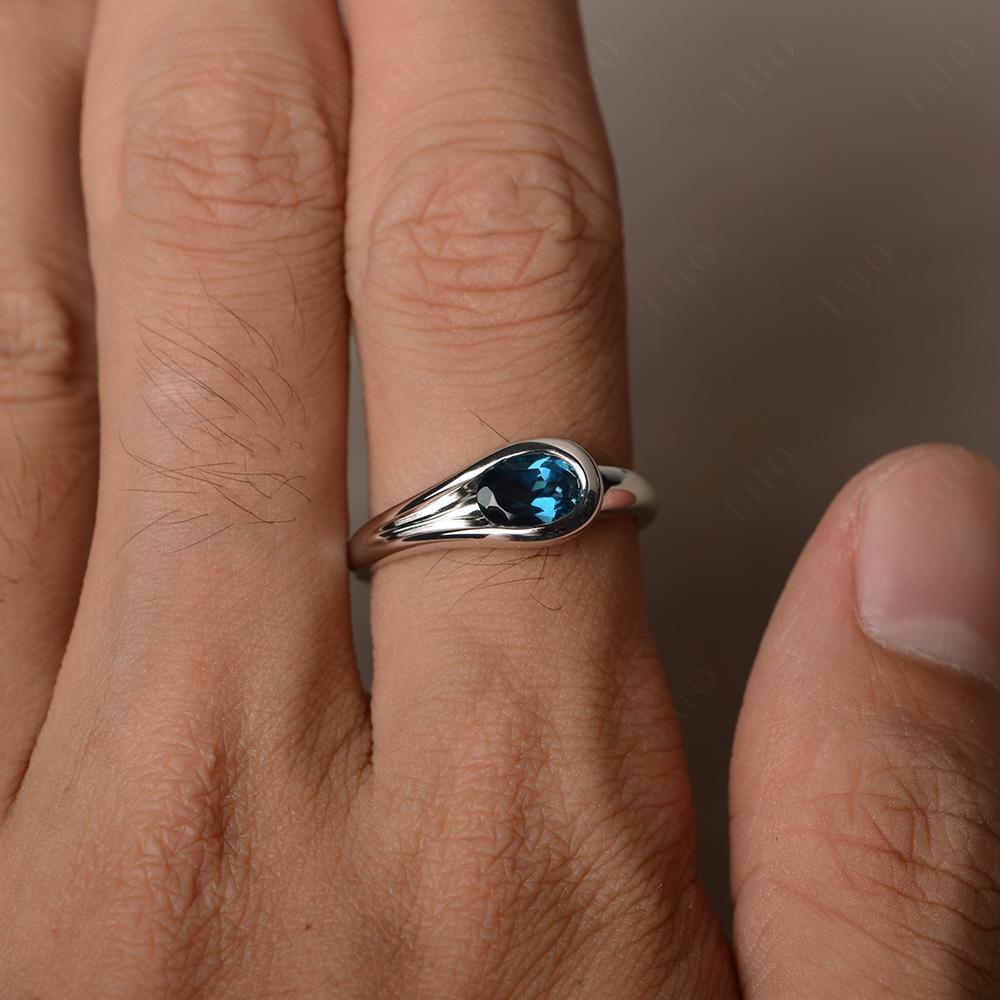 London Blue Topaz Minimalist Engagement Ring - LUO Jewelry 