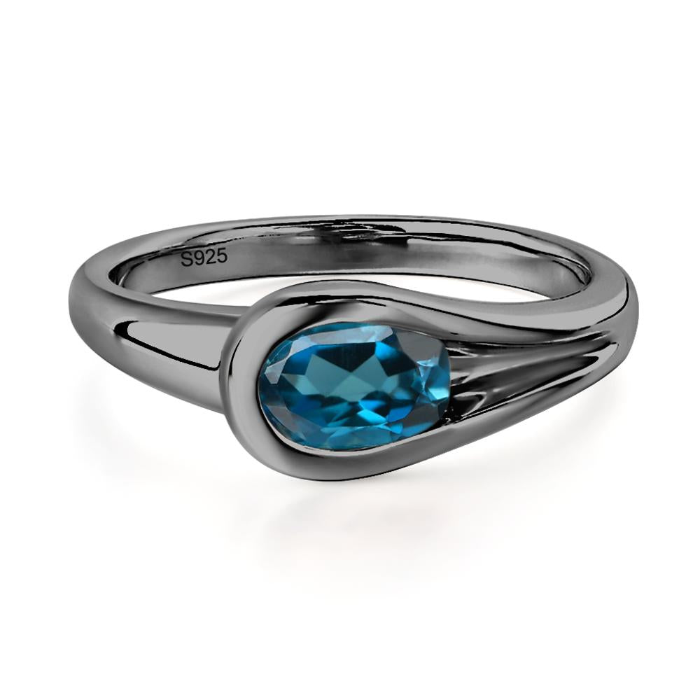 London Blue Topaz Minimalist Engagement Ring - LUO Jewelry #metal_black finish sterling silver