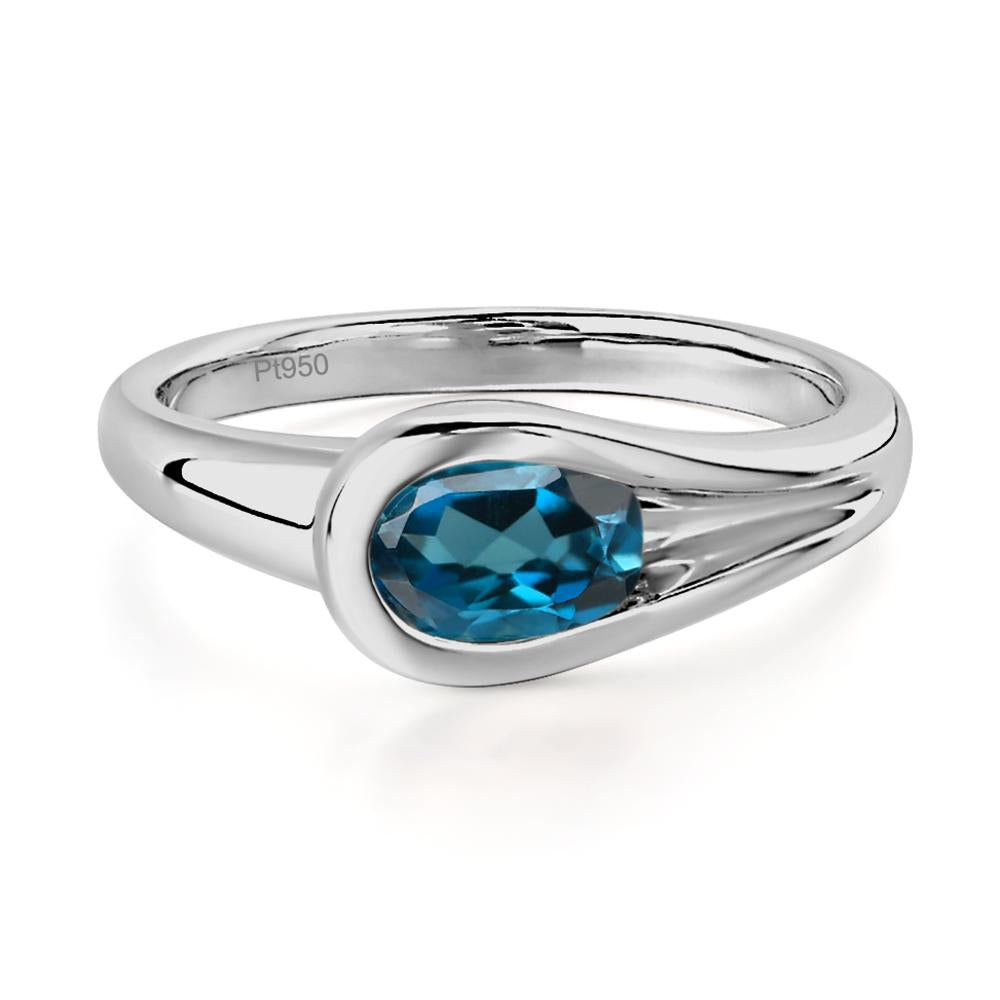 London Blue Topaz Minimalist Engagement Ring - LUO Jewelry #metal_platinum