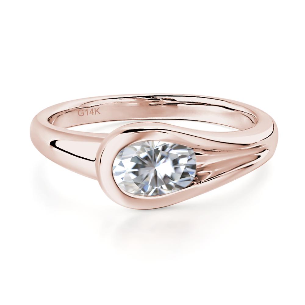 Moissanite East West Oval Engagement Ring - LUO Jewelry #metal_14k rose gold