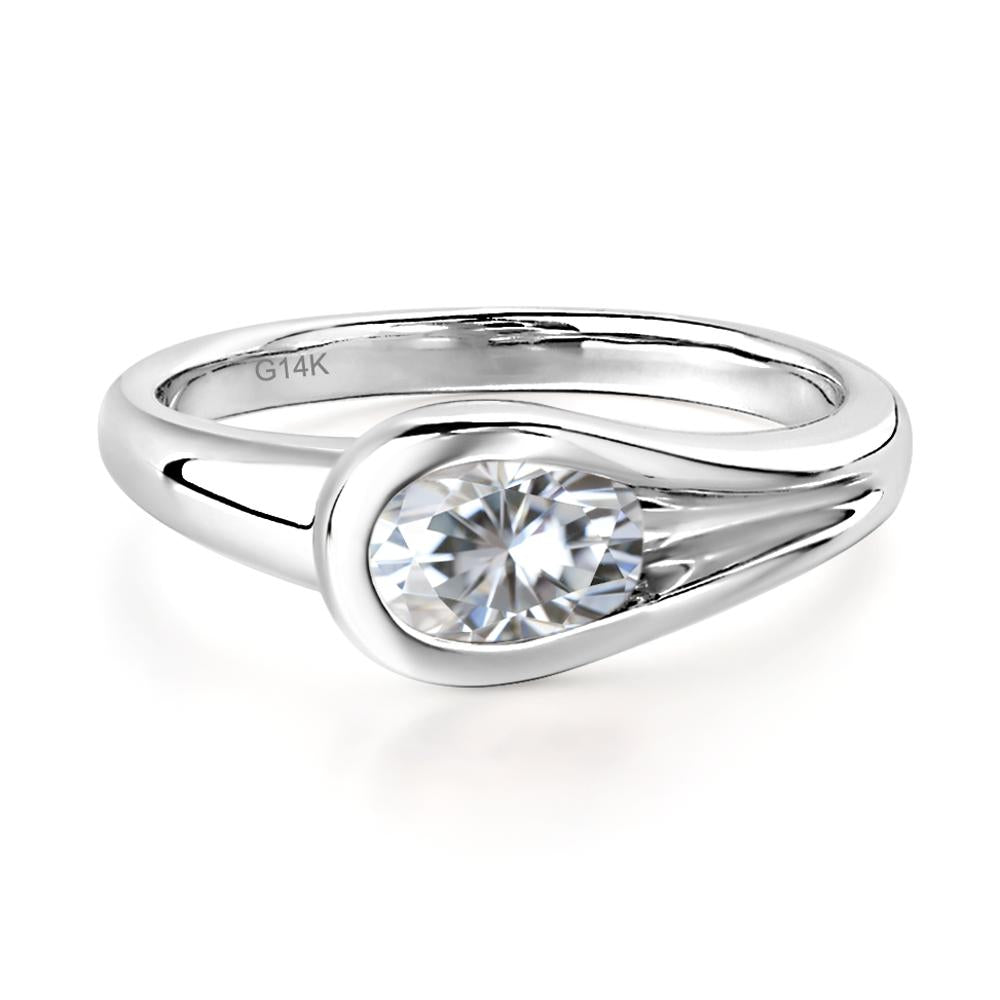 Moissanite East West Oval Engagement Ring - LUO Jewelry #metal_14k white gold