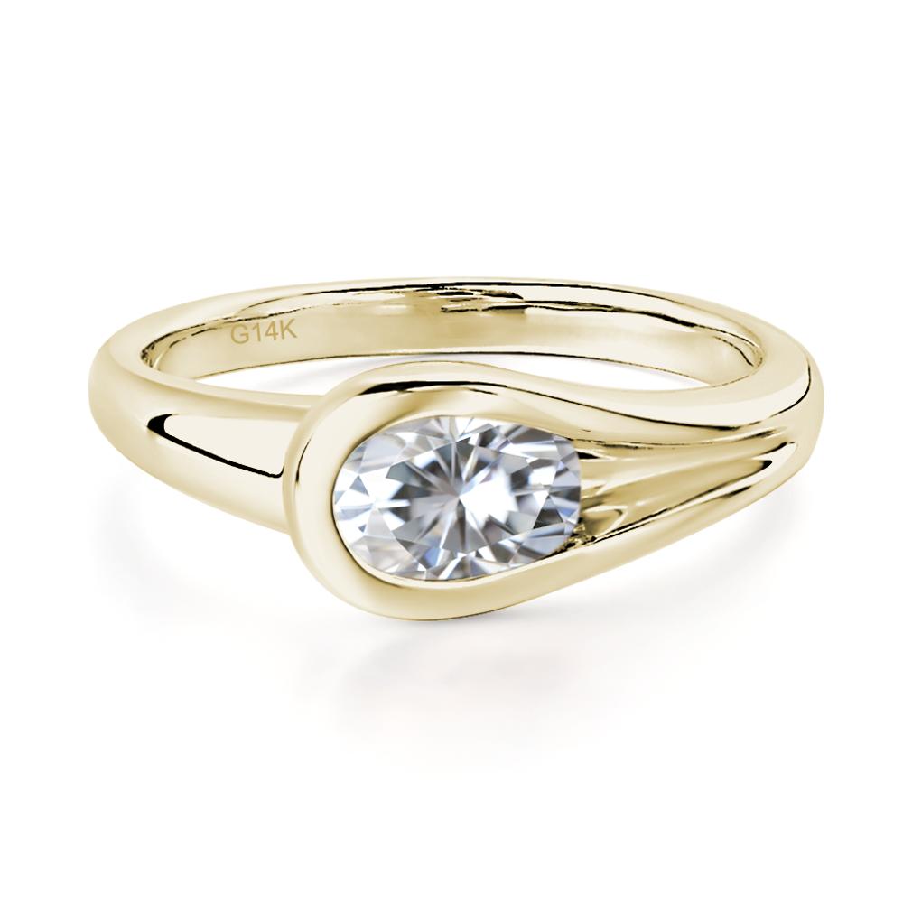 Moissanite East West Oval Engagement Ring - LUO Jewelry #metal_14k yellow gold