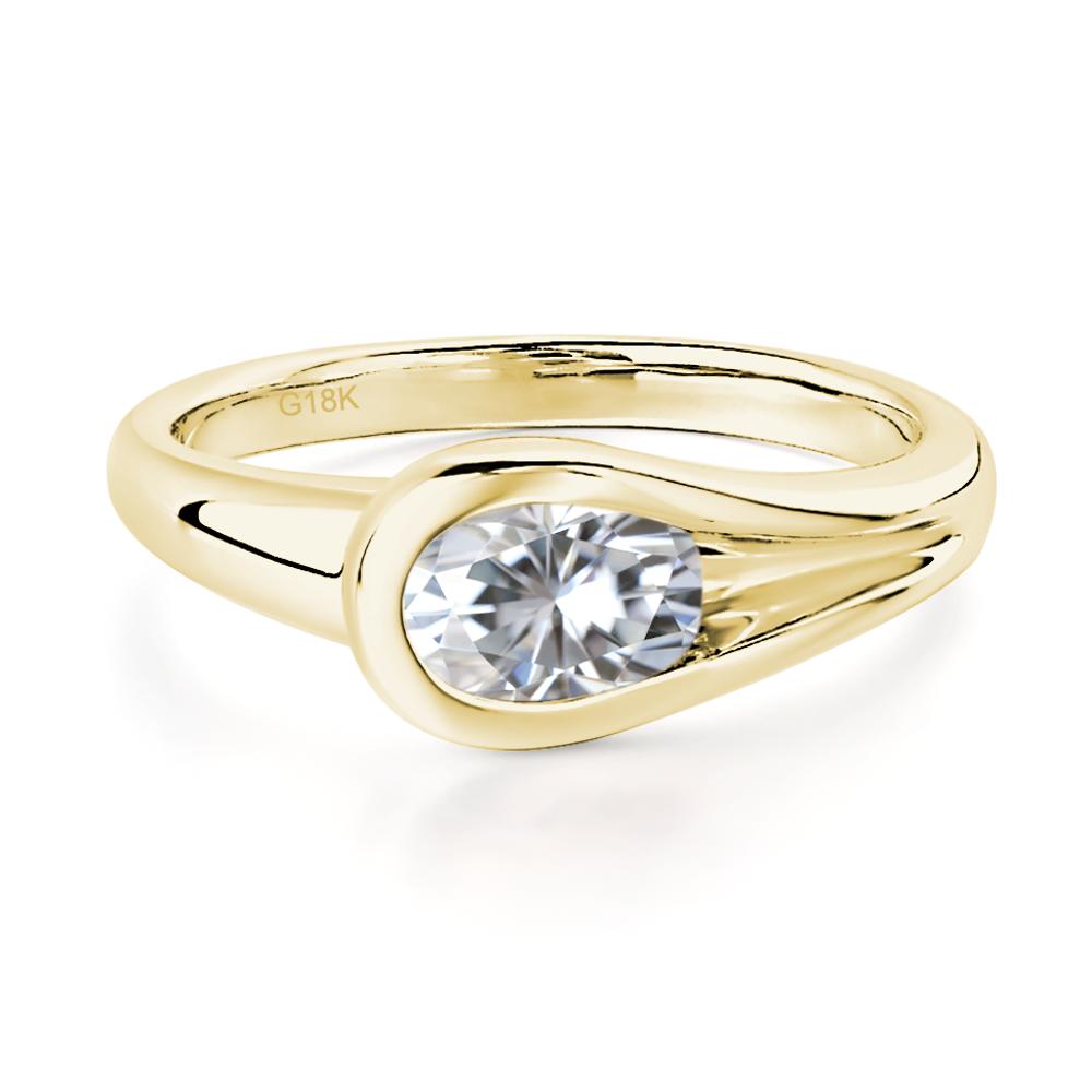 Moissanite East West Oval Engagement Ring - LUO Jewelry #metal_18k yellow gold