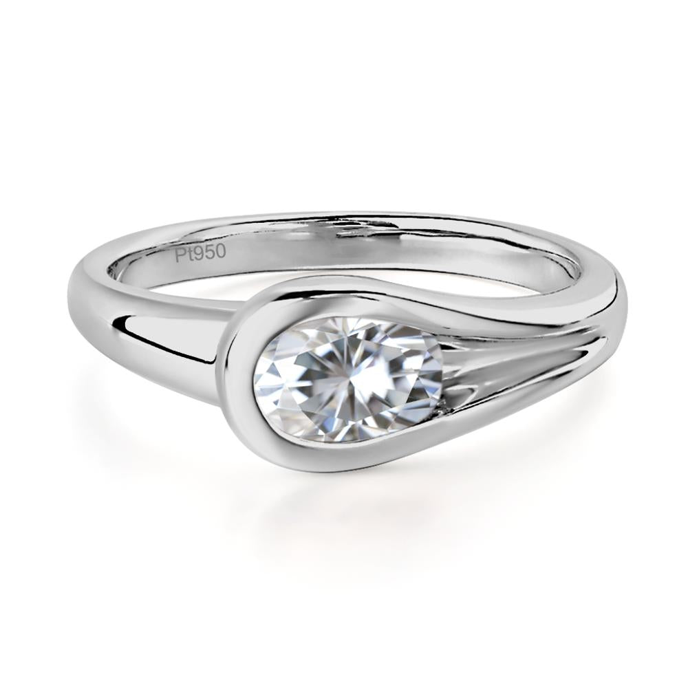 Moissanite East West Oval Engagement Ring - LUO Jewelry #metal_platinum