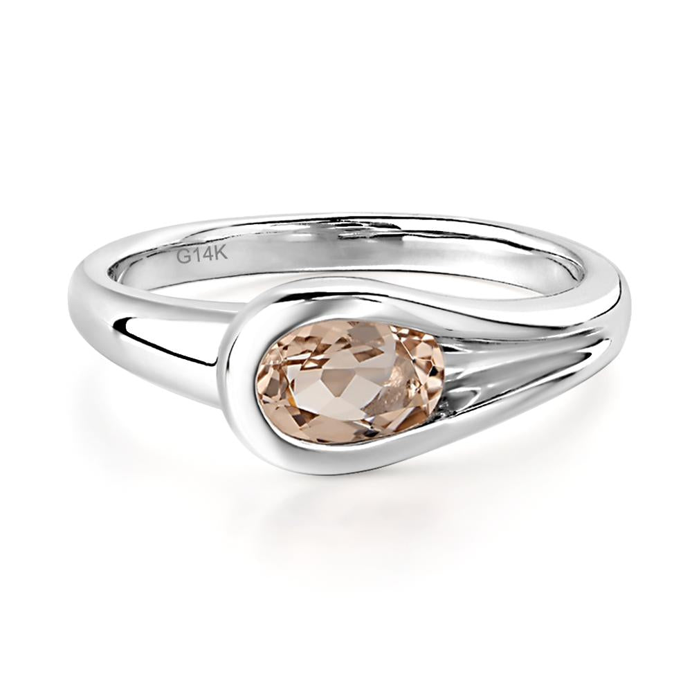 Morganite Simple Oval Engagement Ring - LUO Jewelry #metal_14k white gold