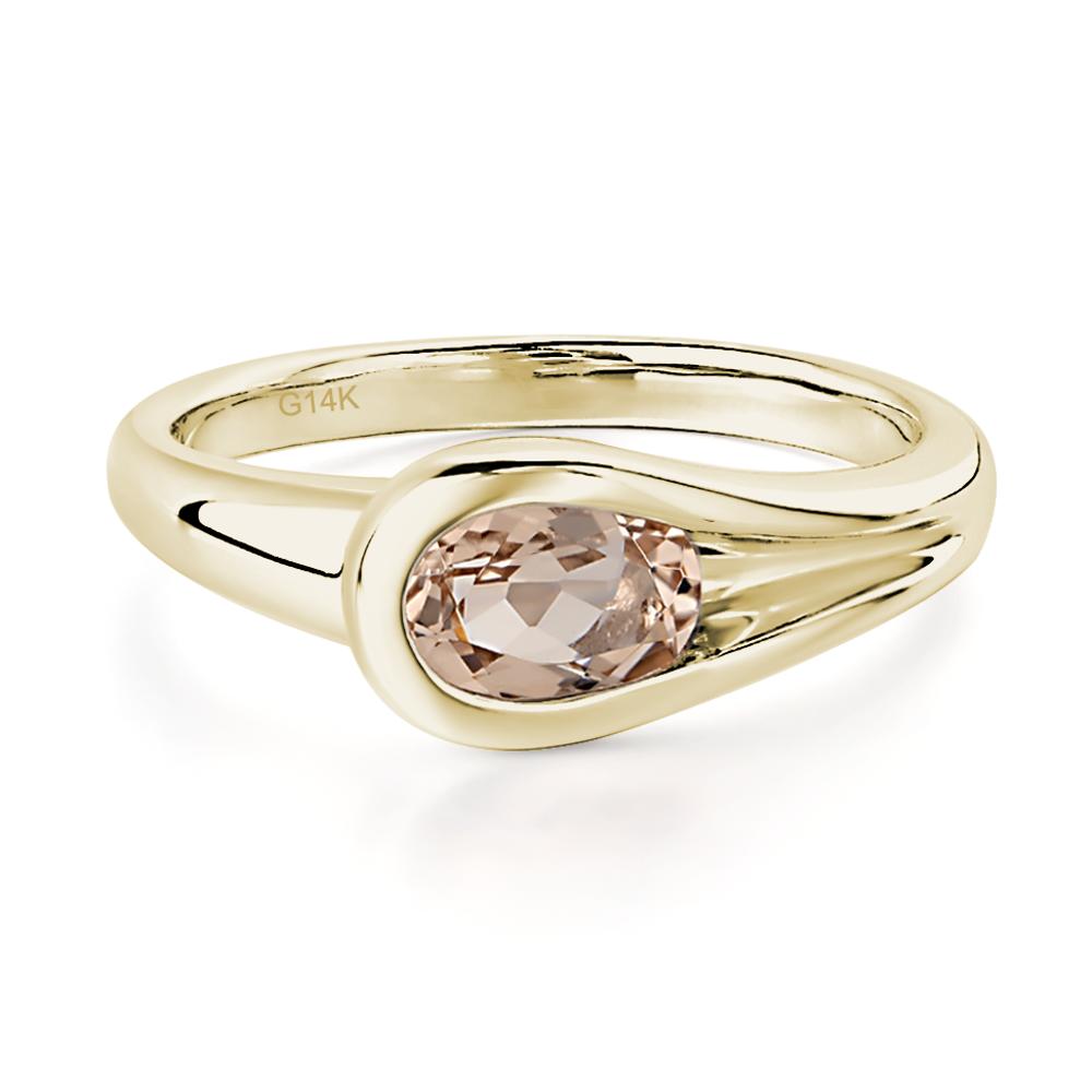 Morganite Simple Oval Engagement Ring - LUO Jewelry #metal_14k yellow gold