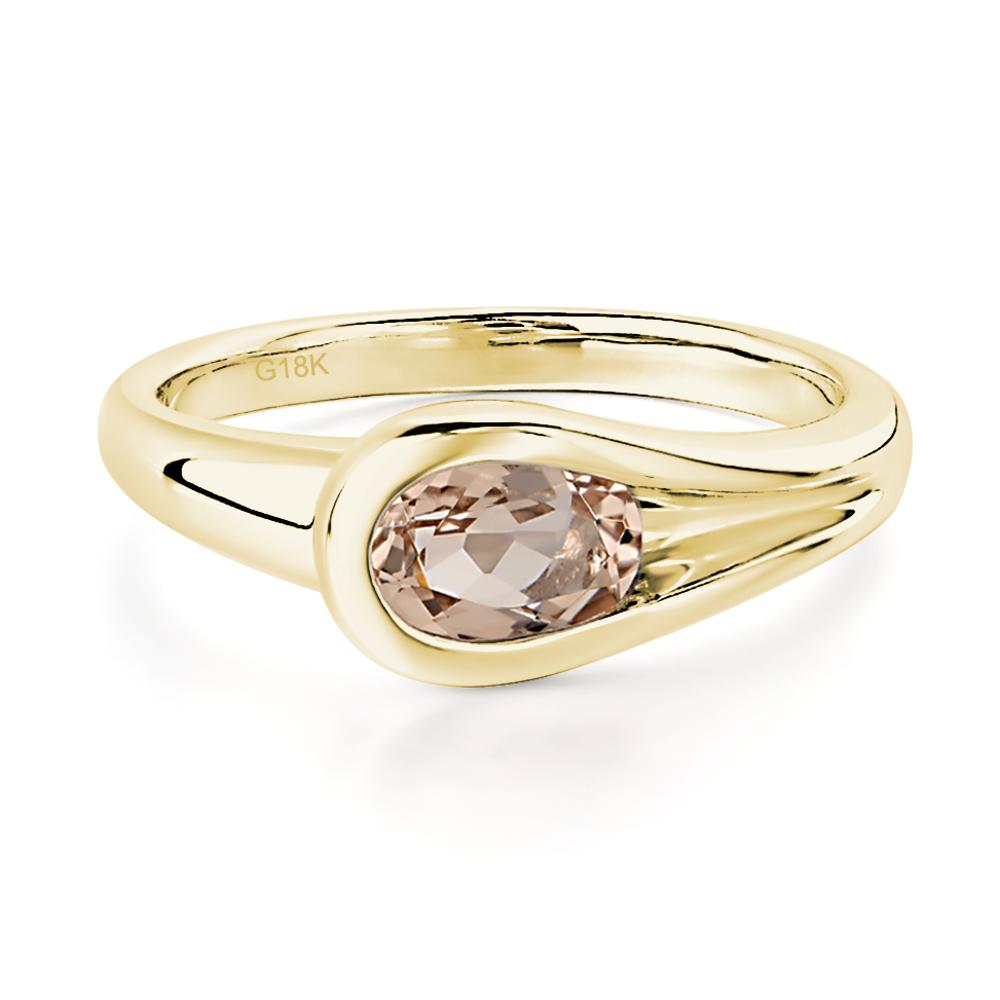 Morganite Simple Oval Engagement Ring - LUO Jewelry #metal_18k yellow gold