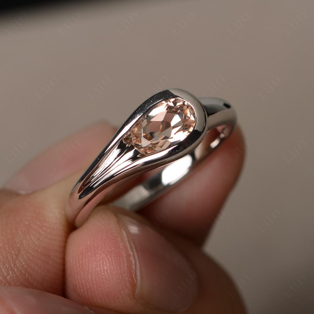 Morganite Simple Oval Engagement Ring - LUO Jewelry 