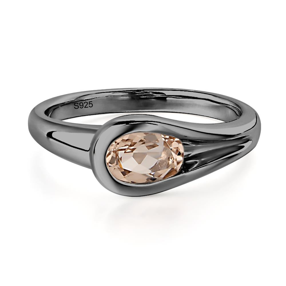 Morganite Simple Oval Engagement Ring - LUO Jewelry #metal_black finish sterling silver