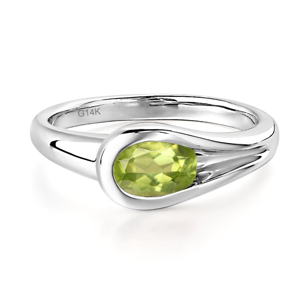 Peridot Streamline Ring - LUO Jewelry #metal_14k white gold