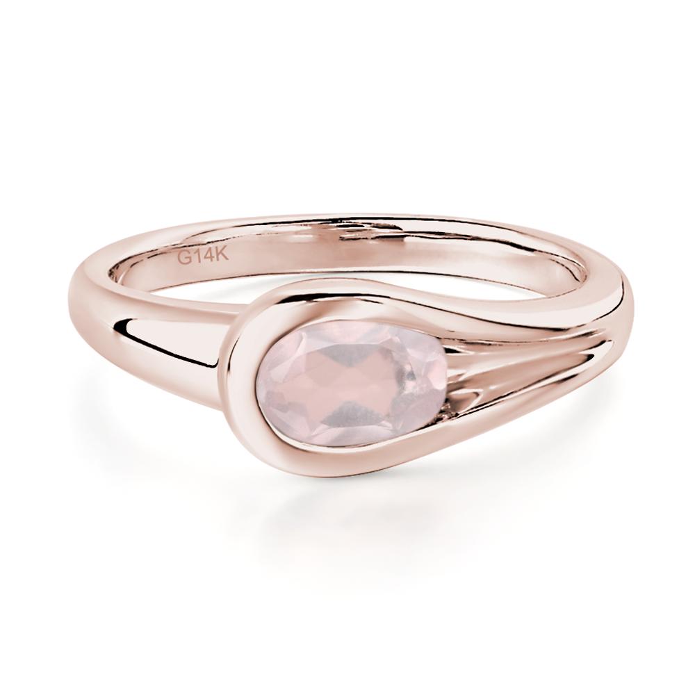 Rose Quartz Minimalist Engagement Ring - LUO Jewelry #metal_14k rose gold