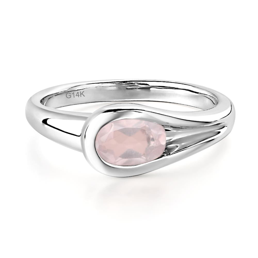 Rose Quartz Minimalist Engagement Ring - LUO Jewelry #metal_14k white gold