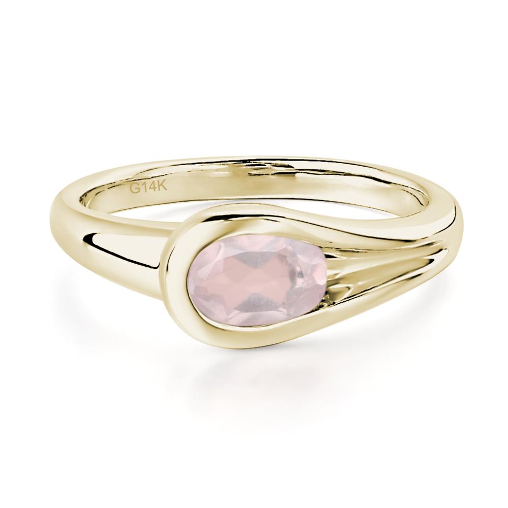 Rose Quartz Minimalist Engagement Ring - LUO Jewelry #metal_14k yellow gold