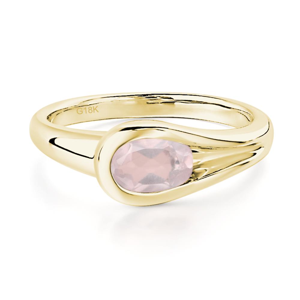 Rose Quartz Minimalist Engagement Ring - LUO Jewelry #metal_18k yellow gold