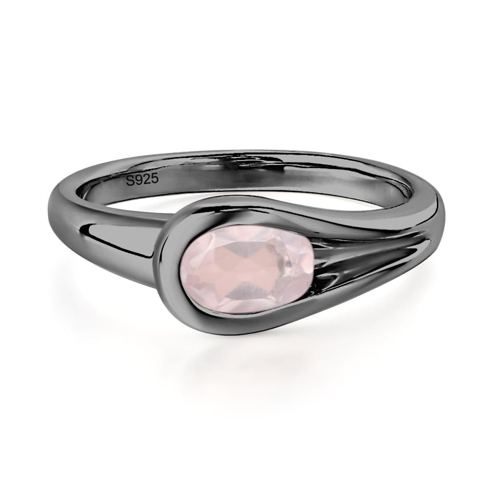 Rose Quartz Minimalist Engagement Ring - LUO Jewelry #metal_black finish sterling silver