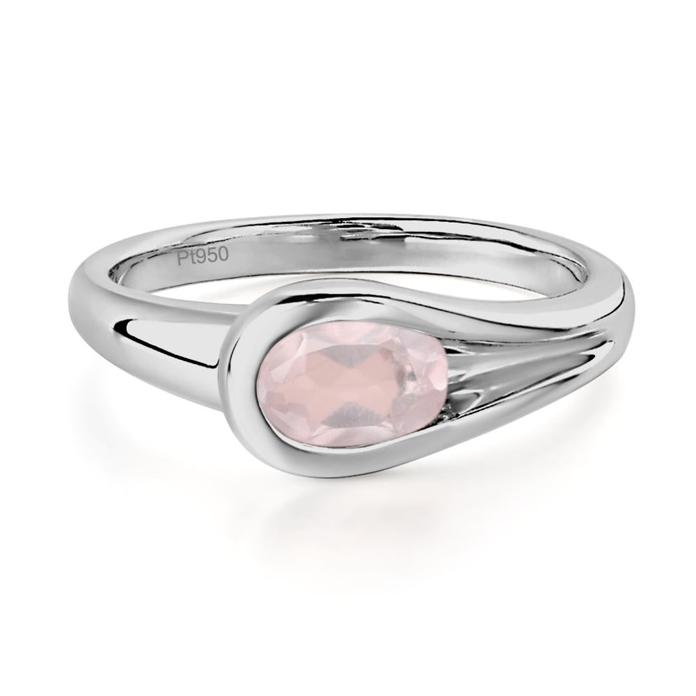 Rose Quartz Minimalist Engagement Ring - LUO Jewelry #metal_platinum