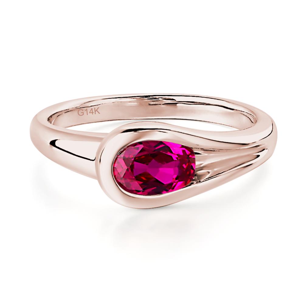 Ruby East West Oval Engagement Ring - LUO Jewelry #metal_14k rose gold