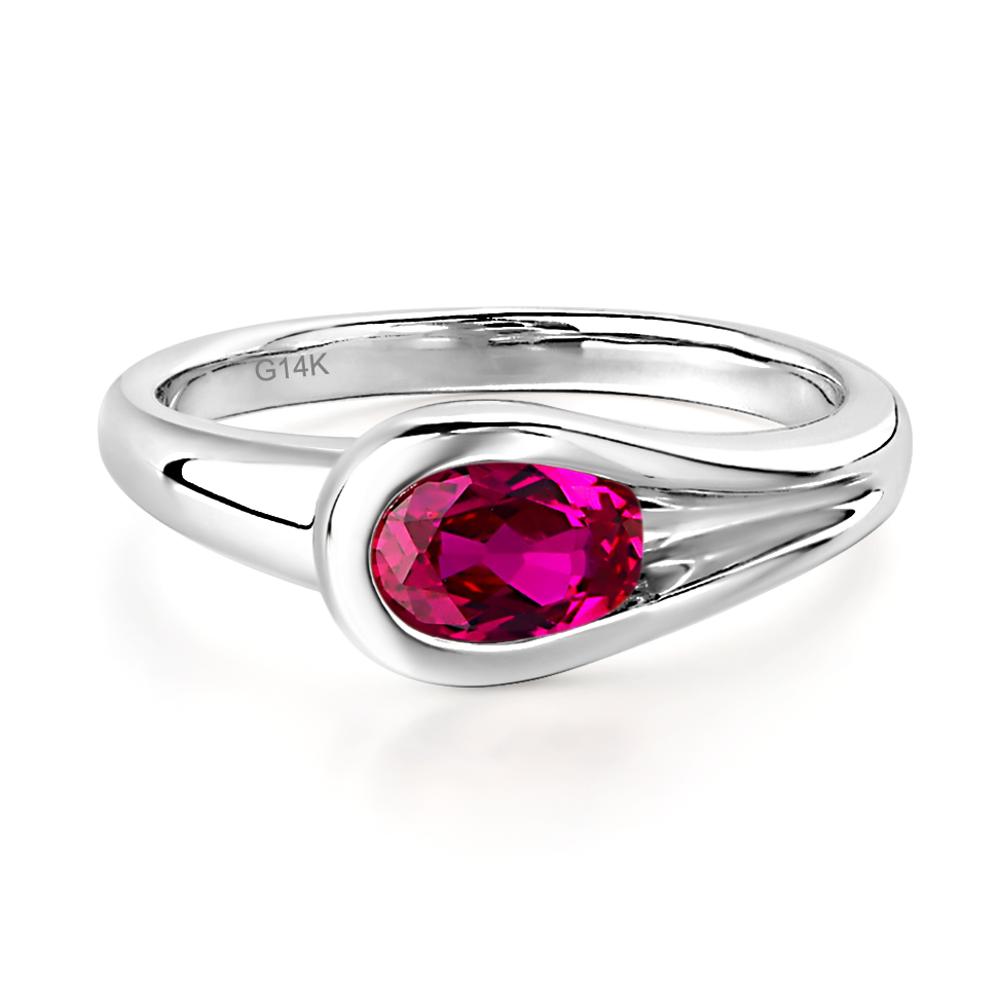 Ruby East West Oval Engagement Ring - LUO Jewelry #metal_14k white gold