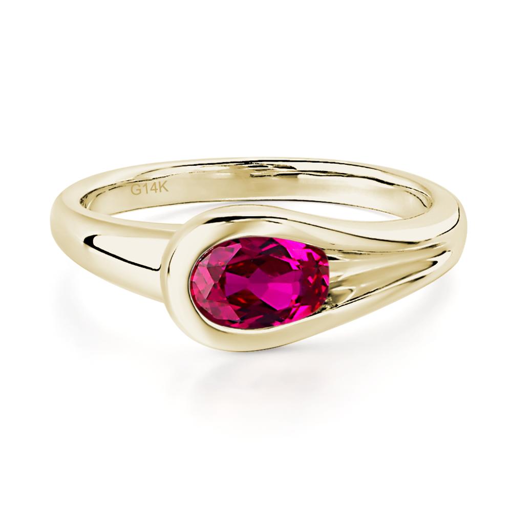 Ruby East West Oval Engagement Ring - LUO Jewelry #metal_14k yellow gold