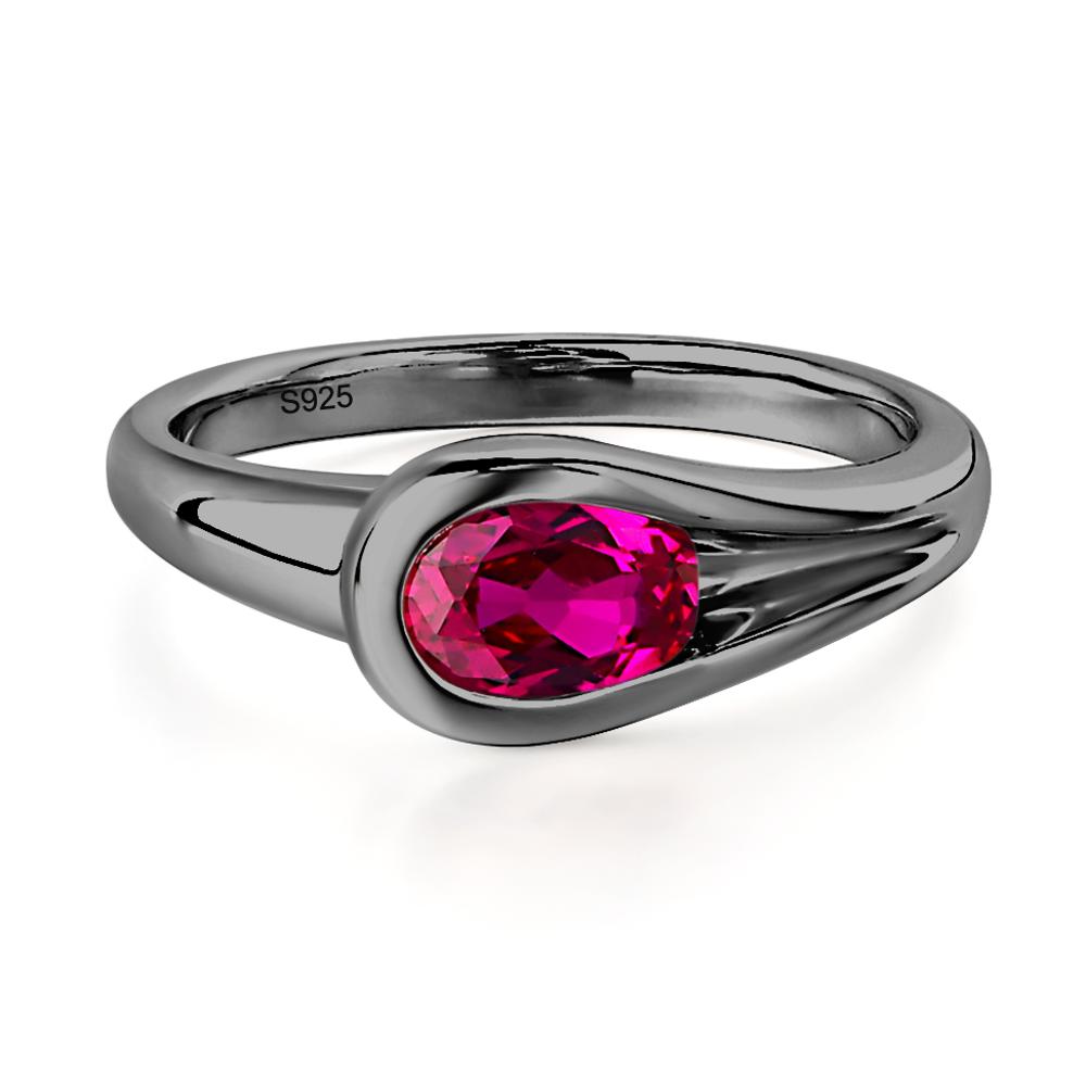 Ruby East West Oval Engagement Ring - LUO Jewelry #metal_black finish sterling silver