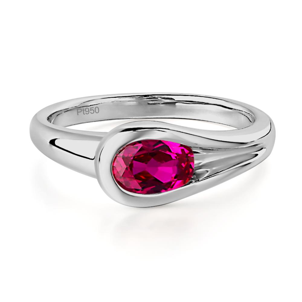 Ruby East West Oval Engagement Ring - LUO Jewelry #metal_platinum