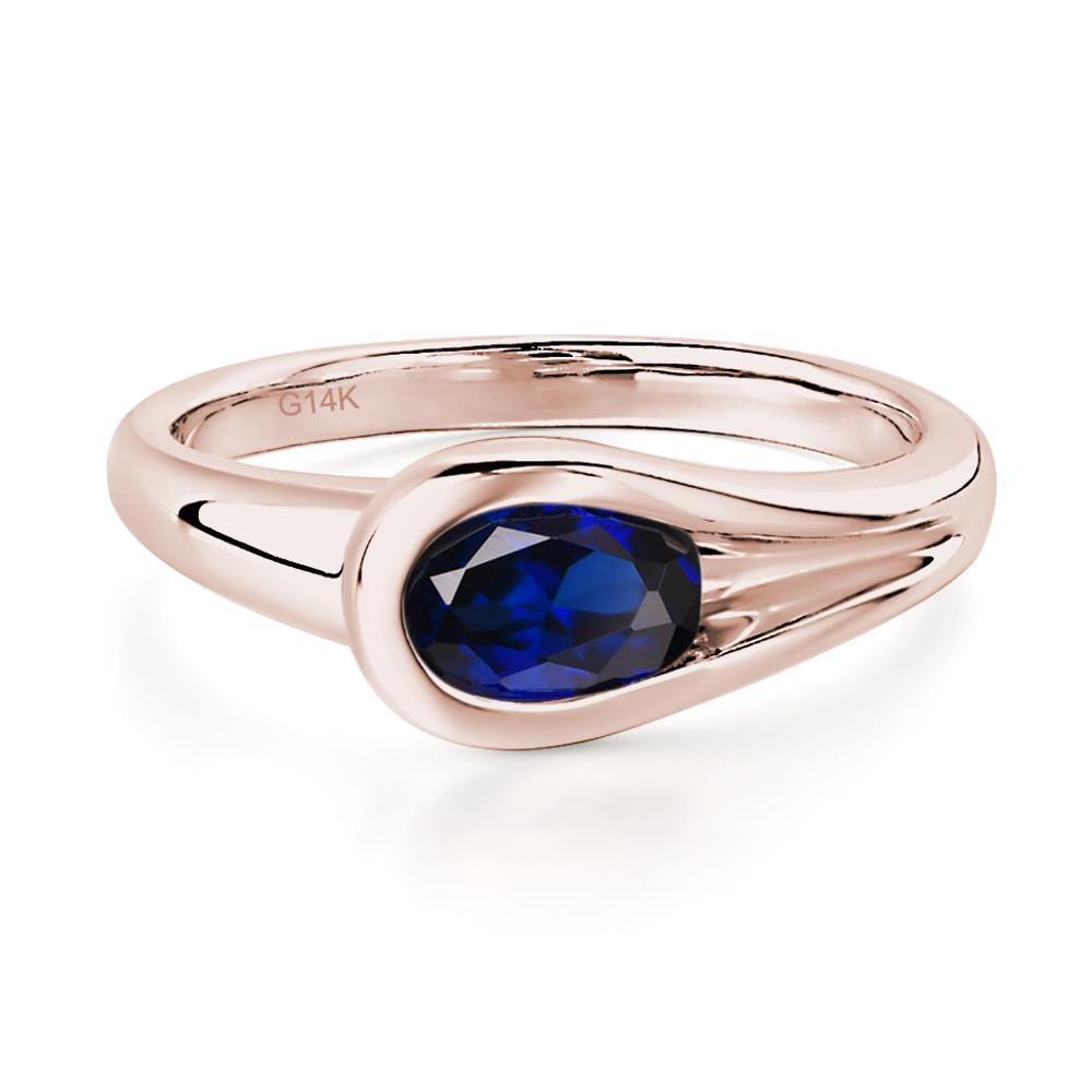 Sapphire Simple Oval Engagement Ring - LUO Jewelry #metal_14k rose gold