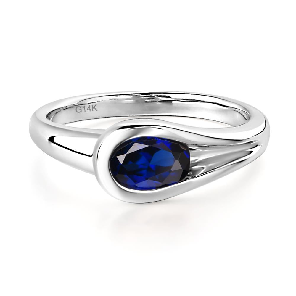 Sapphire Simple Oval Engagement Ring - LUO Jewelry #metal_14k white gold