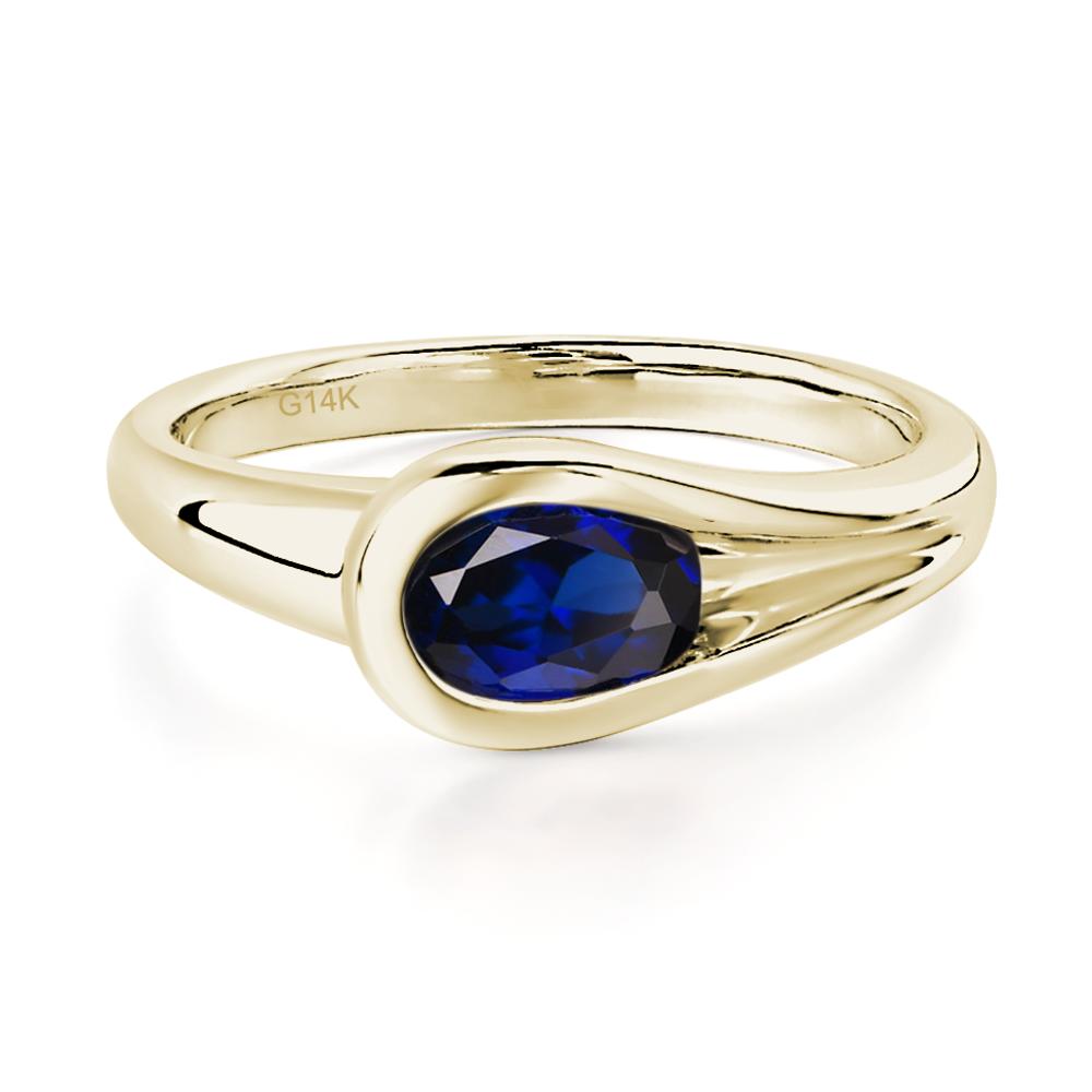 Sapphire Simple Oval Engagement Ring - LUO Jewelry #metal_14k yellow gold