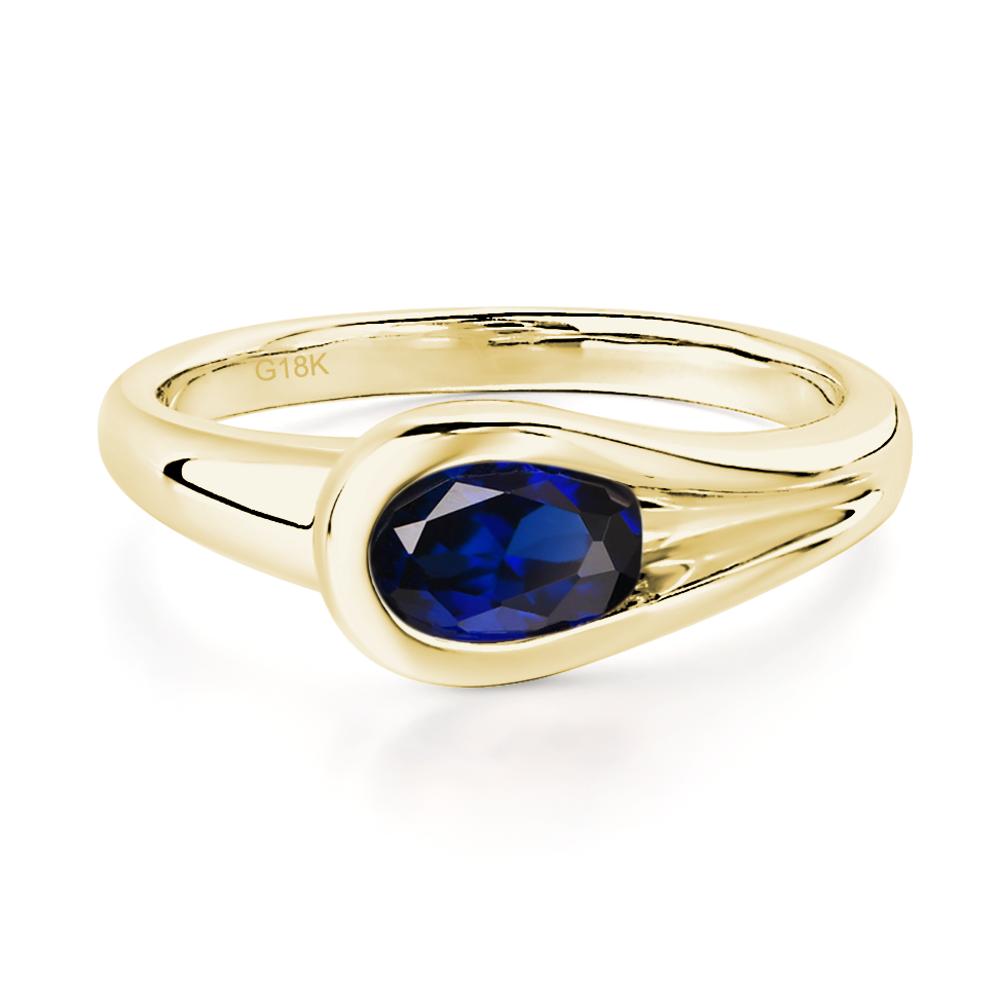 Sapphire Simple Oval Engagement Ring - LUO Jewelry #metal_18k yellow gold