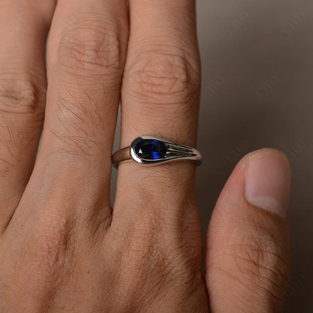 Sapphire Simple Oval Engagement Ring - LUO Jewelry 