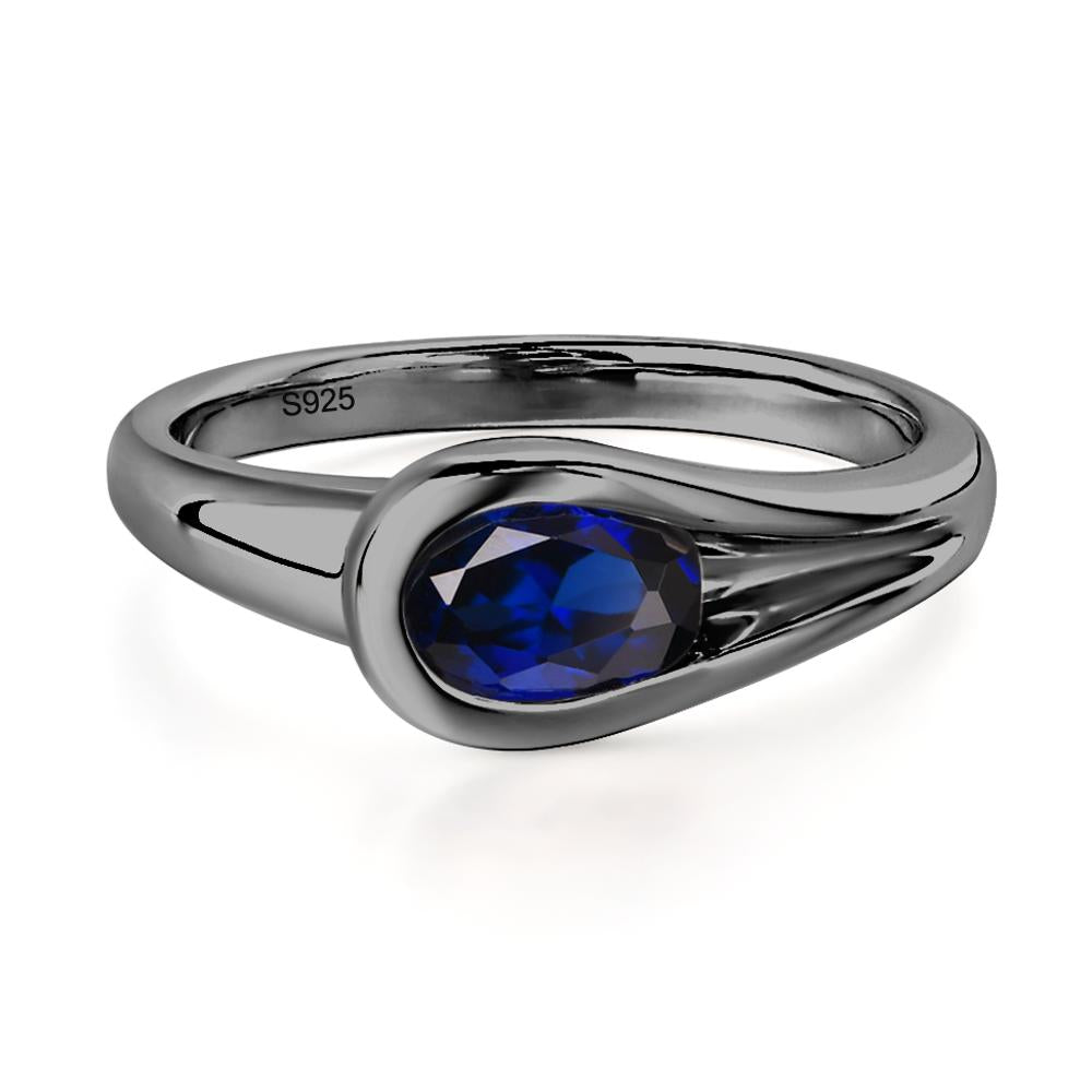 Sapphire Simple Oval Engagement Ring - LUO Jewelry #metal_black finish sterling silver