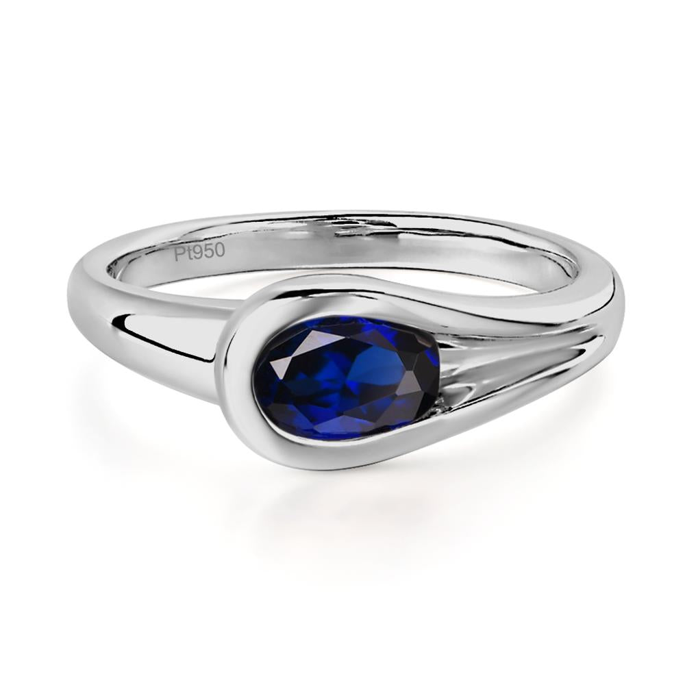 Sapphire Simple Oval Engagement Ring - LUO Jewelry #metal_platinum